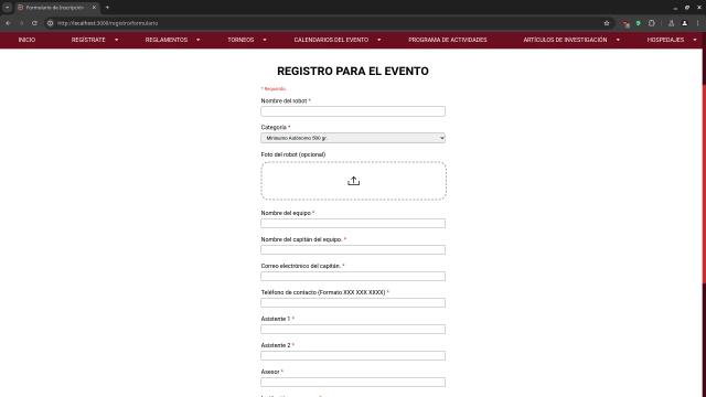 Register to event page